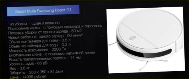 Specifikace zametacího robota Xiaomi Mijia G1