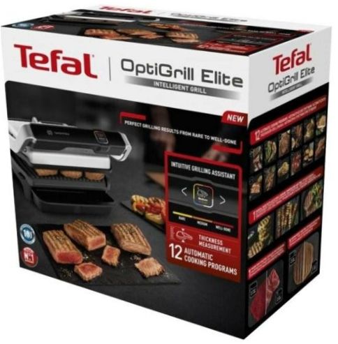 Tefal Optigrill Elite GC750, stříbrná/černá