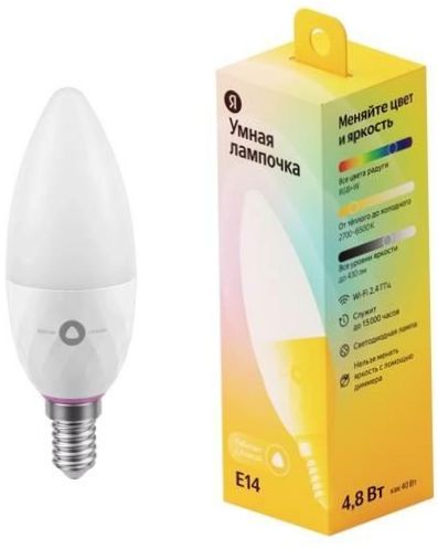 Yandex Smart Bulb, spolupracuje s Alice, E14, 4,8W - Světlo: 40W