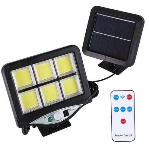 Solární pouliční osvětlení s dálkovým ovládáním BK-128-6COB. - Instalace: povrchová, nástěnná, závěsná, stropní