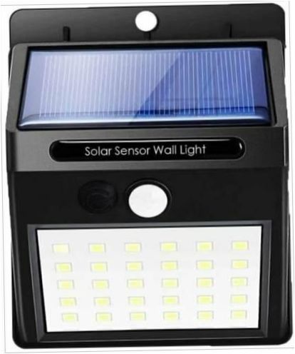LED reflektor se senzorem pohybu, solární venkovní svítidlo pro vily 20 LED - šířka: 8 cm