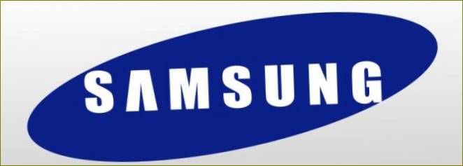 Logo světoznámé společnosti Samsung vyrábějící chladničky a další domácí spotřebiče