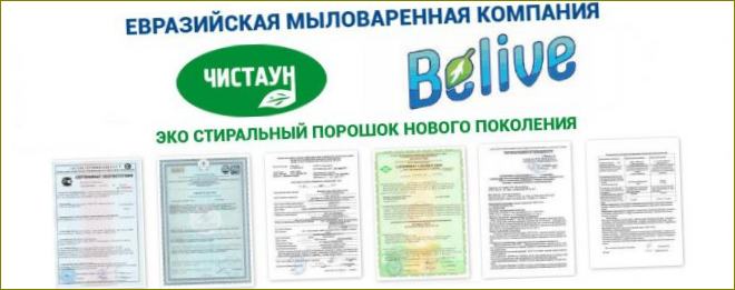 Společnost EMK je výrobcem hypoalergenních pracích prášků na bázi mýdla bez fosfátů. Certifikáty pro dětské prací prostředky, prací prostředky bez chemikálií, profesionální prací prostředky a další