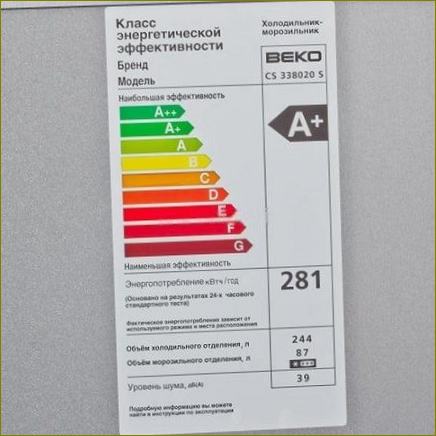 třída energetické účinnosti chladničky