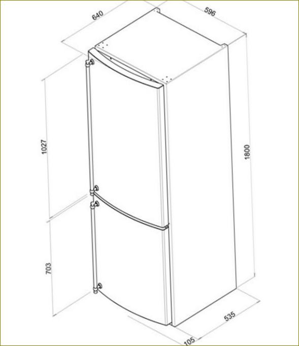 Hlavní rozměry chladničky