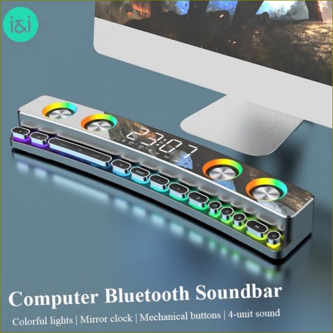 Bezdrátový herní Bluetooth reproduktor 3600mAh, Soundbar s USB, 3D stereofonní subwoofer, AUX, FM, domácí hodiny, Soundbar, hlasitý reproduktor k počítači|Přenosné reproduktory| Aliexpress