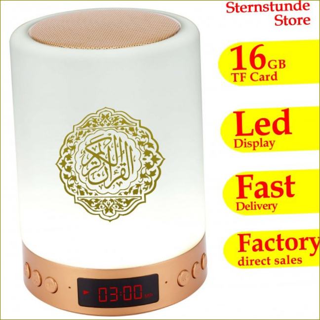 Korán 16GB reproduktor, lampa akhan, hodiny, lampa akhan, islám, Korán, reproduktor, bezdrátový bluetooth, mp3 přehrávač, rádio, muslimský dárek|Přenosné reproduktory|| Aliexpress