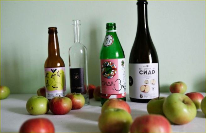 Zleva doprava: Rosé Aronia; Ice Cider; DaDa Cider #3; Cider Sh © Tatiana Platonova