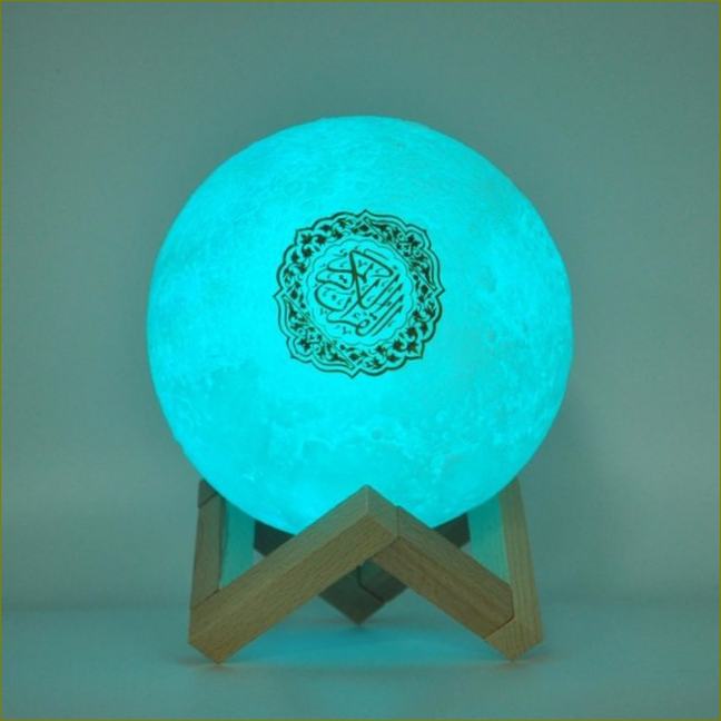 Bluetooth reproduktory Bezdrátové muslimské noční světlo Quran Touch Lamp 3D Moon Speaker s ovládáním aplikace Quran Touch Lamp || Přenosné reproduktory || Aliexpress